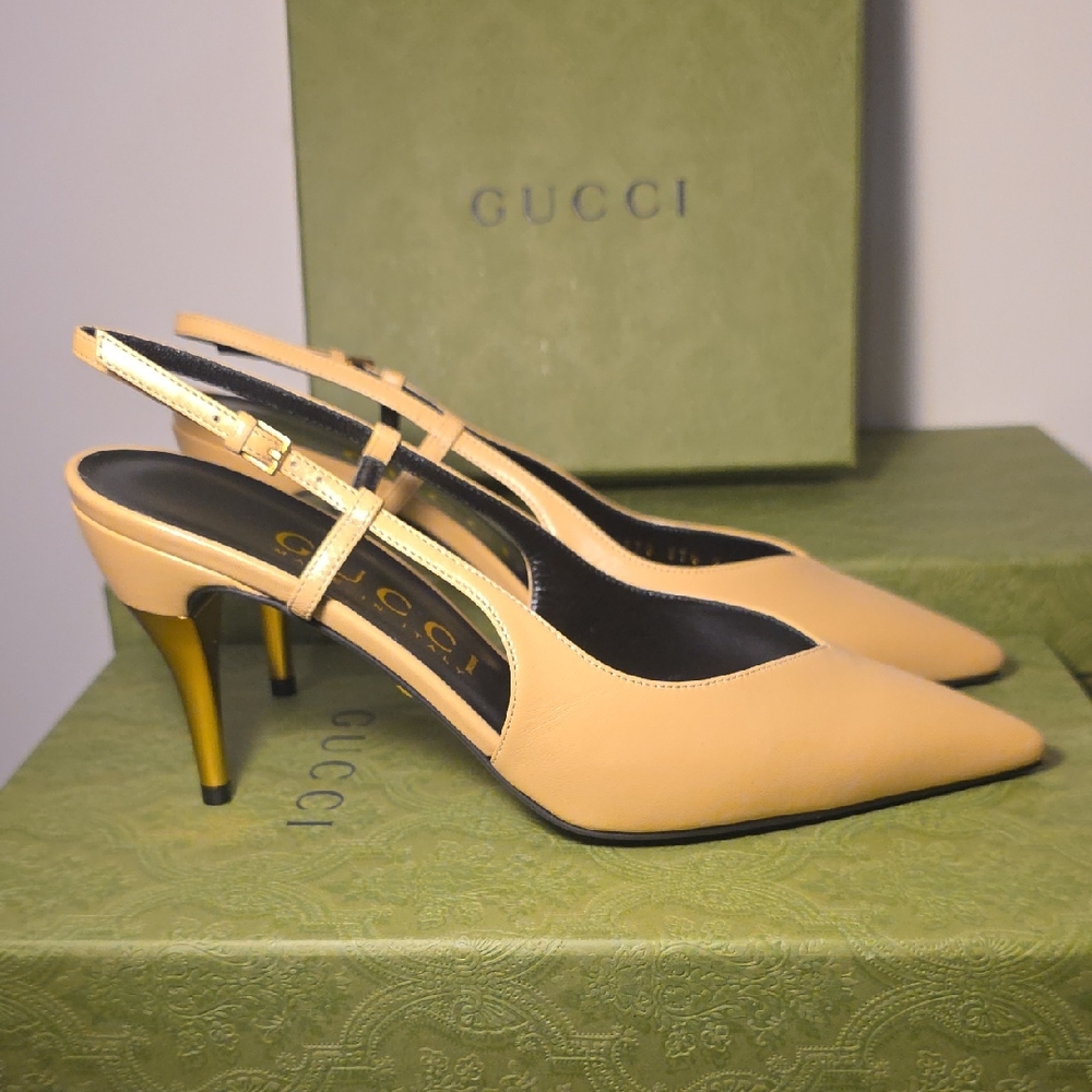 Gucci Women's Beige Slingback Heels